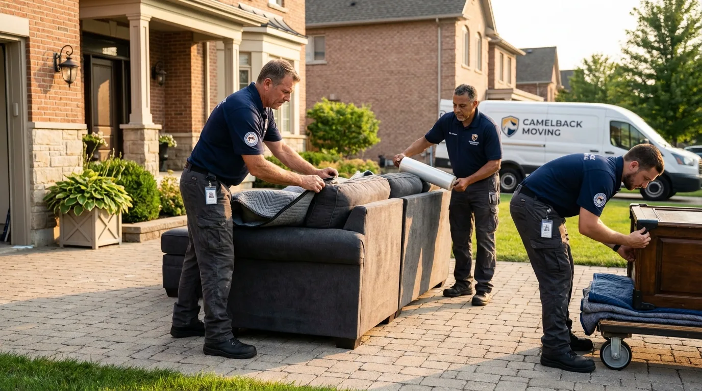 Large estate moving crew wrapping furniture in Kenedy, TX